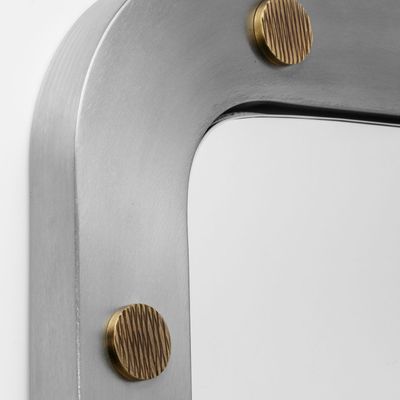 Mirrors - Cluster Mirror in Brushed Stainless Steel and Light Bronze Details - DUISTT