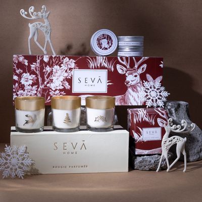 Cadeaux - Panier Reindeer Cheer - Collection Enchante (Trio festif) + Set de voyage - SEVA HOME