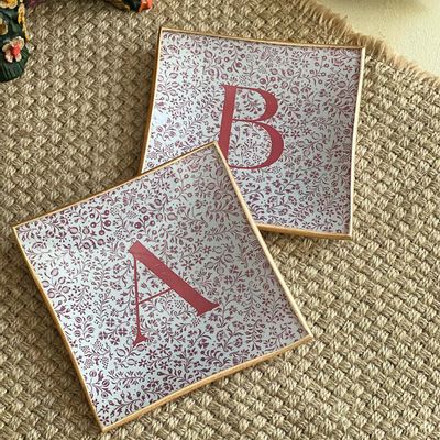 Gifts - Personalized Square Plate Initials 10x10cm - CHITICRIS HANDMADE  IN SPAIN