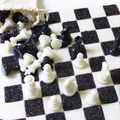 Decorative objects - Chess game/chessboard made of recycled shell shells - MATERIALYS