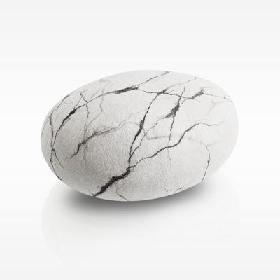 Cushions - Felted ottoman wool pouf stone "White Marble" - KATSU STONES