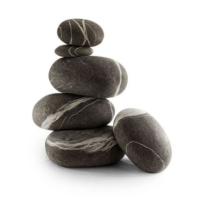 Cushions - Felted ottomans pouf stones set #11 - KATSU STONES