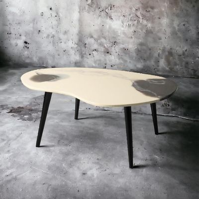 Pièces uniques - Table basse Modern Art blanc-noir, irrégulière, mat - SI DECO
