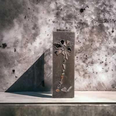 Objets de décoration - Grande bougie noire décorée de verres, parfumée, 60 cm de haut - SI DECO