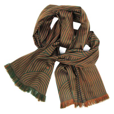 Travel accessories - Midi wool silk scarf - mechanical supersonic - forest green suede - SOPHIE GUYOT SILKS