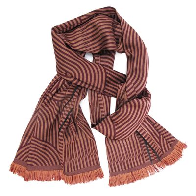 Travel accessories - Midi wool silk scarf - mechanical supersonic - burgundy clay - SOPHIE GUYOT SILKS