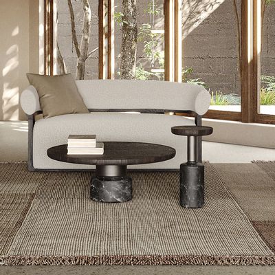 Tables basses - Torus Table – Table basse sculpturale en marbre et bois - LIVINGSTONE