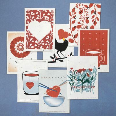 Card shop - 8 Grain Paper Greeting Cards - Love Theme - RIPPOTAI