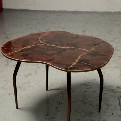 Design objects - Brown Art Dining Table, Irregular, Resin Paint - SI DECO