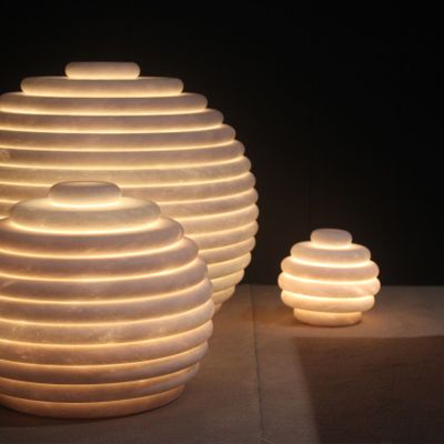 Hotel bedrooms - Paula lamp — Bianco Neve marble light sculpture - LIVINGSTONE