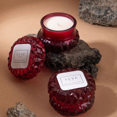 Gifts - SEVA HOME Macaron Crystal Scented Candle-Red-Set of 2 - SEVA HOME