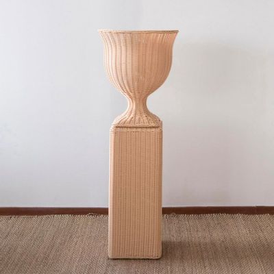 Vases - ATENEA synthetic rattan pedestal vase - MAHE HOMEWARE