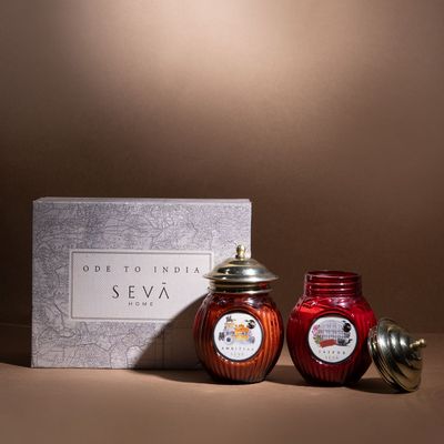 Gifts - Ode to India -Set Of 2 - Essence of Amritsar & Jaipur Candle Set - SEVA HOME