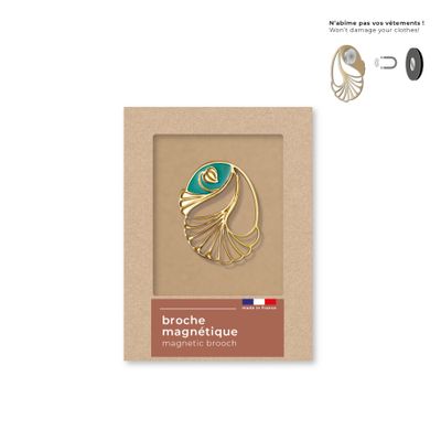 Jewelry - Art Nouveau magnetic brooch - emerald palmette - TOUT SIMPLEMENT,