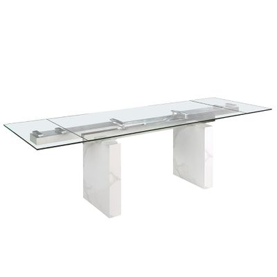 Dining Tables - Rectangular tempered glass extending dining table - ANGEL CERDÁ