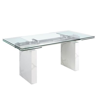 Dining Tables - Rectangular tempered glass extending dining table - ANGEL CERDÁ