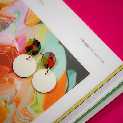 Cosmétiques - Boucles d’oreilles olfactives « Rêve Coloré » en céramique de Limoges à parfumer - O BY !OSMOTIK