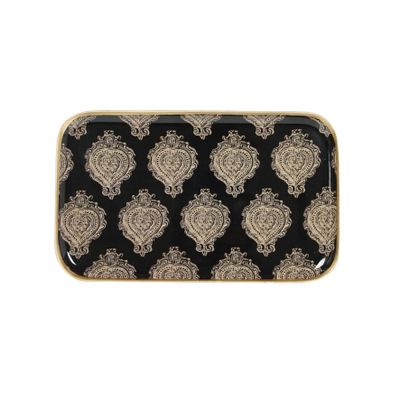 Plateaux - Plateaux metal émaillé Arles, Arles lin, bordure dorée peinte main - MAISON LILO