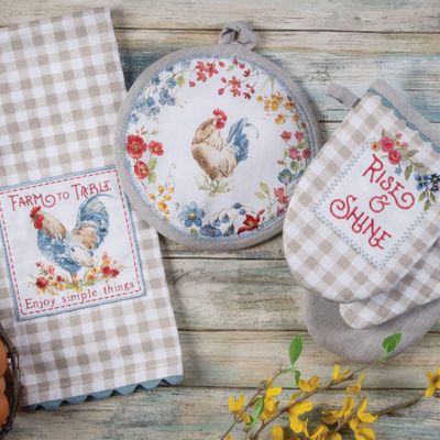 Tea towel - kitchen linen ensemble countryside rooster - KARENA INTERNATIONAL