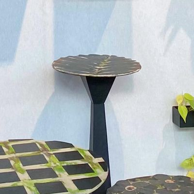 Other tables - Natural slate seat, colored joints, H 93, plate diameter 30 cm - LE TRÈFLE BLEU