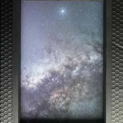 Photos d'art - Jupiter and Milky Way. Black Wooden Frame with 70% Anti-Reflective Glass - ANNA DOBROVOLSKAYA-MINTS
