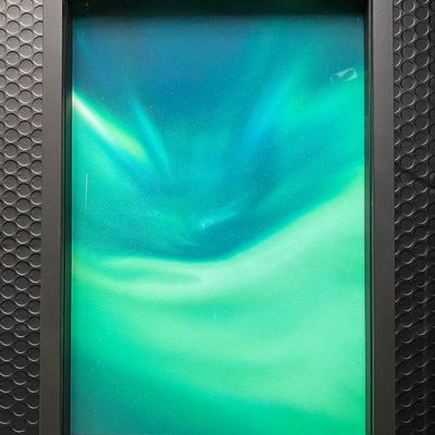 Art photos - Northern Lights Corona with an Orionid Meteor. Black Wooden Frame with Anti-Reflective Glass - ANNA DOBROVOLSKAYA-MINTS