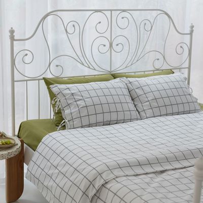 Bed linens - Peony Grid Duvet Cover - MORE COTTONS