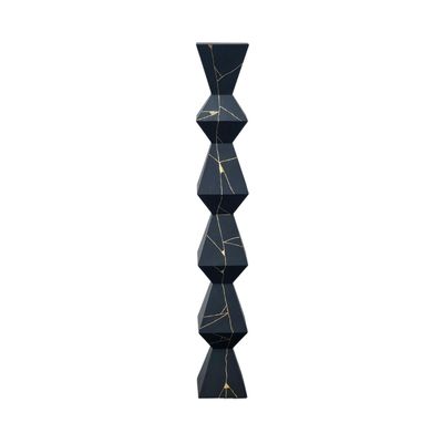 Accessoires de déco extérieure - Totem sculpture en ardoise naturelle, 180/25/25 cm, décor or, Kintsu - ARDOISE DESIGN