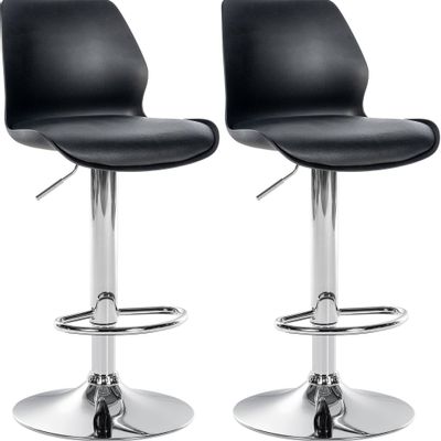 Meubles de cuisines  - Lot de 2 Fauteuils de bar Gilbert - Chrome / Cuir - VIBORR