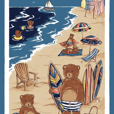 Tea towel - Teddy at the beach tea towel - BEAUVILLÉ