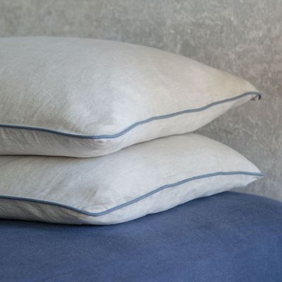 Comforters and pillows - Linen Pillowcase with Piping, Set of 2 - ONCE MILANO