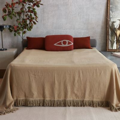 Comforters and pillows - Heavy Linen Bed Cover with Fringes - ONCE MILANO