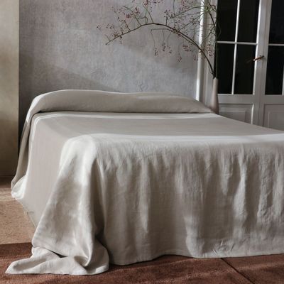 Comforters and pillows - Heavy Linen Bed Cover with Sewing - ONCE MILANO