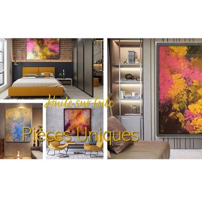 Paintings - Paintings Originals Art Gallery Quality - Earth and Ocre Collection - MOTI ART & DESIGN