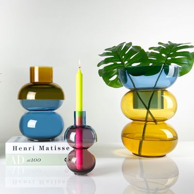 Vases - Bubble Flip Vase Grand vase bleu et jaune - CLOUDNOLA