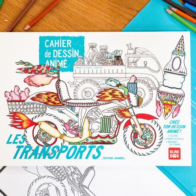 Children's arts and crafts - Les Transports - Cahier Animé BlinkBook - EDITIONS ANIMEES