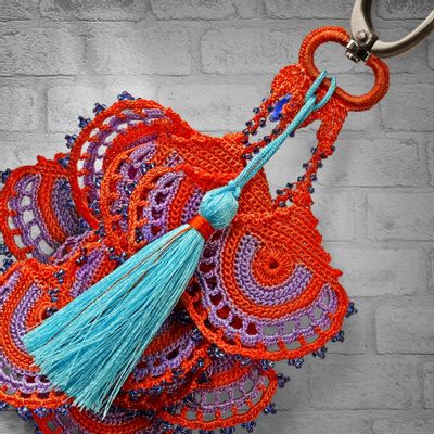 Bags and totes - Traditional Motif Keychain - TURQUOISE TASSEL