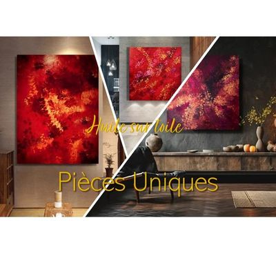Paintings - Paintings Originals Art Gallery Quality - Red & Gold Range - MOTI ART & DESIGN