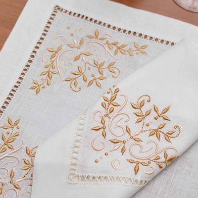 Linge de table textile - Set de table en lin brodé - Chateau Off-White - RENDAR