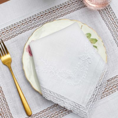 Placemats - Embroidered Linen table set - Classic White - RENDAR
