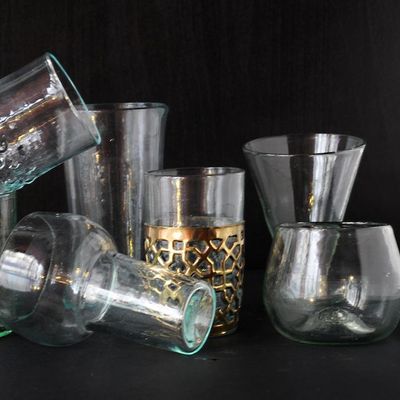Vases - Mouth blown glasses, recycled glass. Origin Syria - LA MAISON DAR DAR