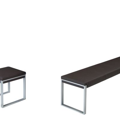 Bancs - Banc Fusiontables moderne pour 4 personnes avec piètement acier gris - FUSIONTABLES