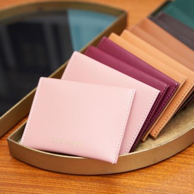 Leather goods - vegan leather card holder |pink in apple skin| made in France - CARMEN & SIMONE