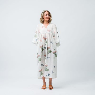 Apparel - Water Lilly Silk Cotton Maxi Dress - NEST FACTORY