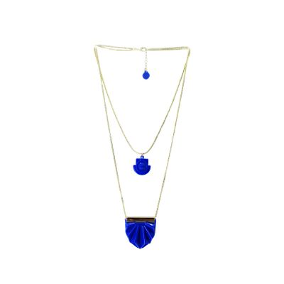 Bijoux - Collier Double Charm Papyrus Bic Bleu - GISSA BICALHO