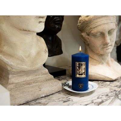 Objets de décoration - Bougie Pilier Panthère - 520 g. Cire bleu Teintée masse. Ne coule pas. - YLUSTRE