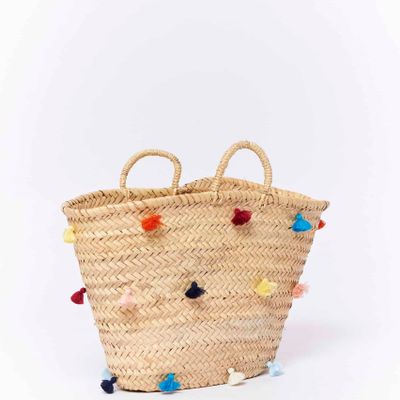 Travel accessories - Wicker basket with pompons - Zio - MIA ZIA