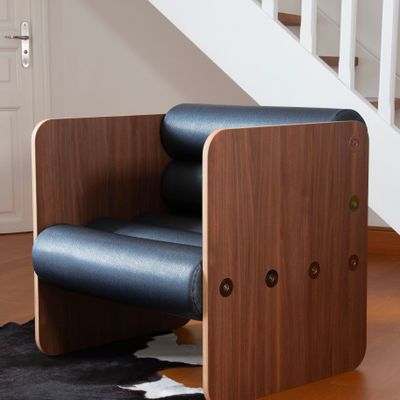 Armchairs - MW01 | Designer Armchair - Wood - Soshagro Anthracite Sleeves - MW - MOJOW