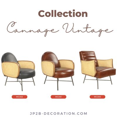 Other office supplies - Collection of Vintage Leather Cane Chairs - JP2B DECORATION