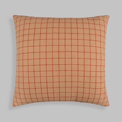 Fabric cushions - Rustic Elegance: Handwoven Brown Cotton Grid Cushion - NAKI+SSAM